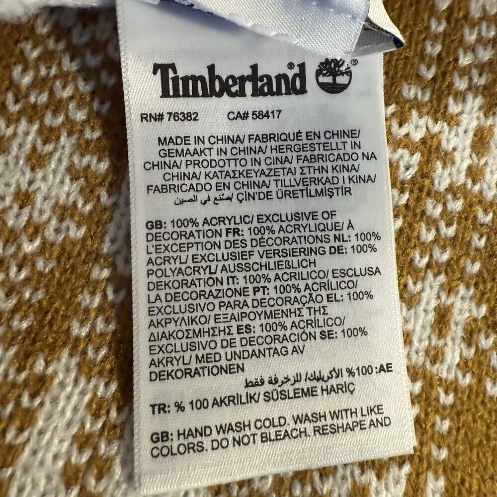 New Timberland Scarf Wheat Plaid One Size Winter Fall Logo NWT Woodsy Outdoor